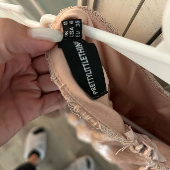 PLT, fringe lace dusty pink mini party dress US4 new with tags - Picture 7 of 7